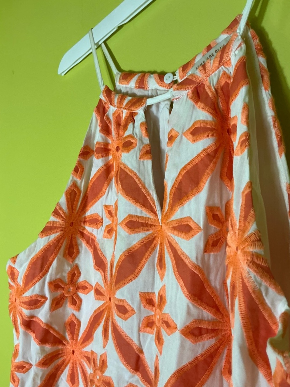 Skies Are Blue White halter dress with Orange Embroidery - Picture 3 of 7